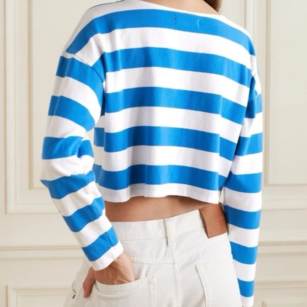 Suzie Kondi Psaras Striped Tee in Blue and White Stripe - Picture 2 of 7